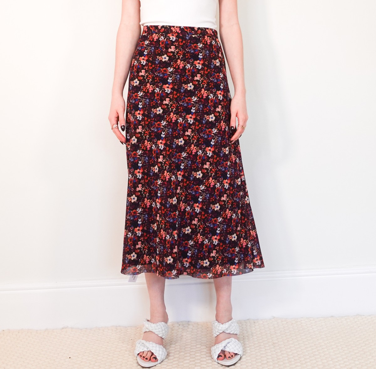RELOVED AGAIN | ME+EM floral midi green skirt S RRP £220